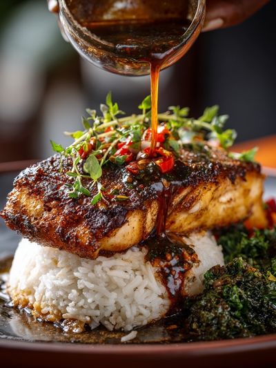 Gourmet Glazed Fish Food Poster. poster print