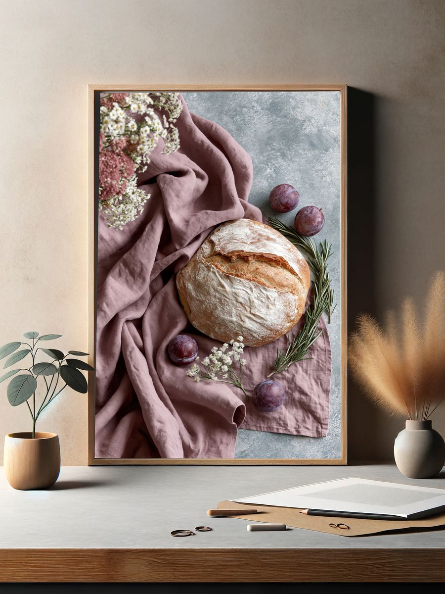 Rustic Bread Still Life Poster. — room view 2