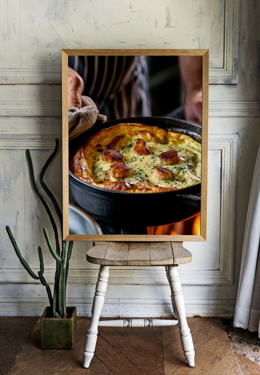 Scallop Skillet Food Photography Poster. — room view 1