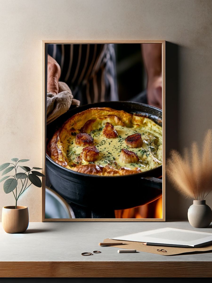 Scallop Skillet Food Photography Poster. — room view 2