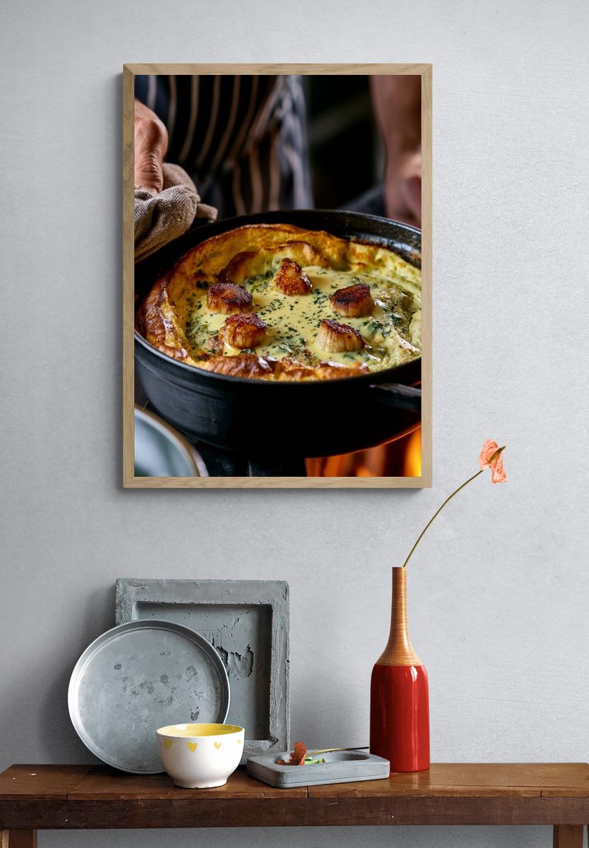 Scallop Skillet Food Photography Poster. — room view 3