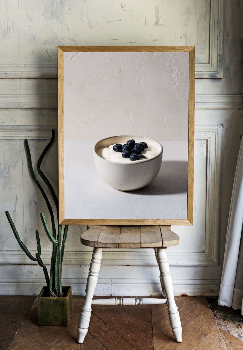 Blueberry Yogurt Still Life Poster. — room view 1