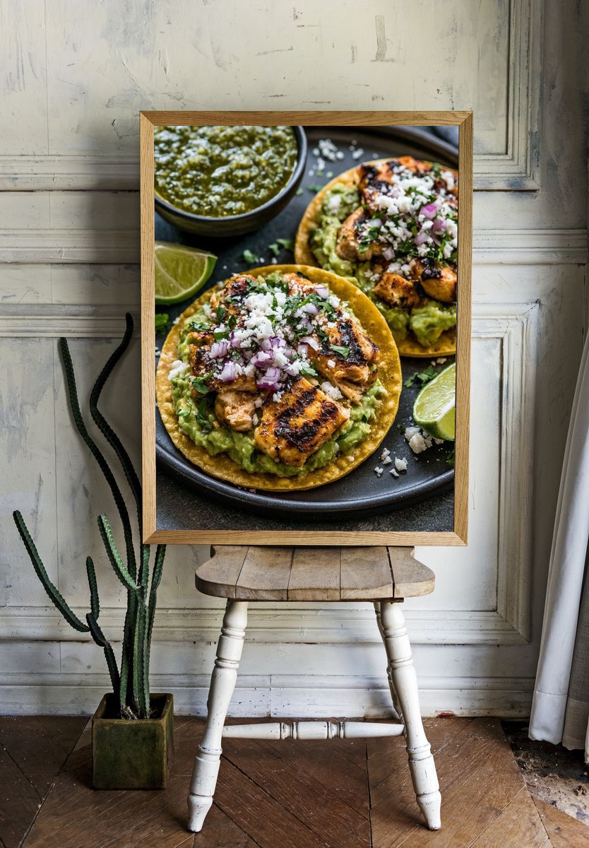 Grilled Chicken Tacos Food Print. — room view 1