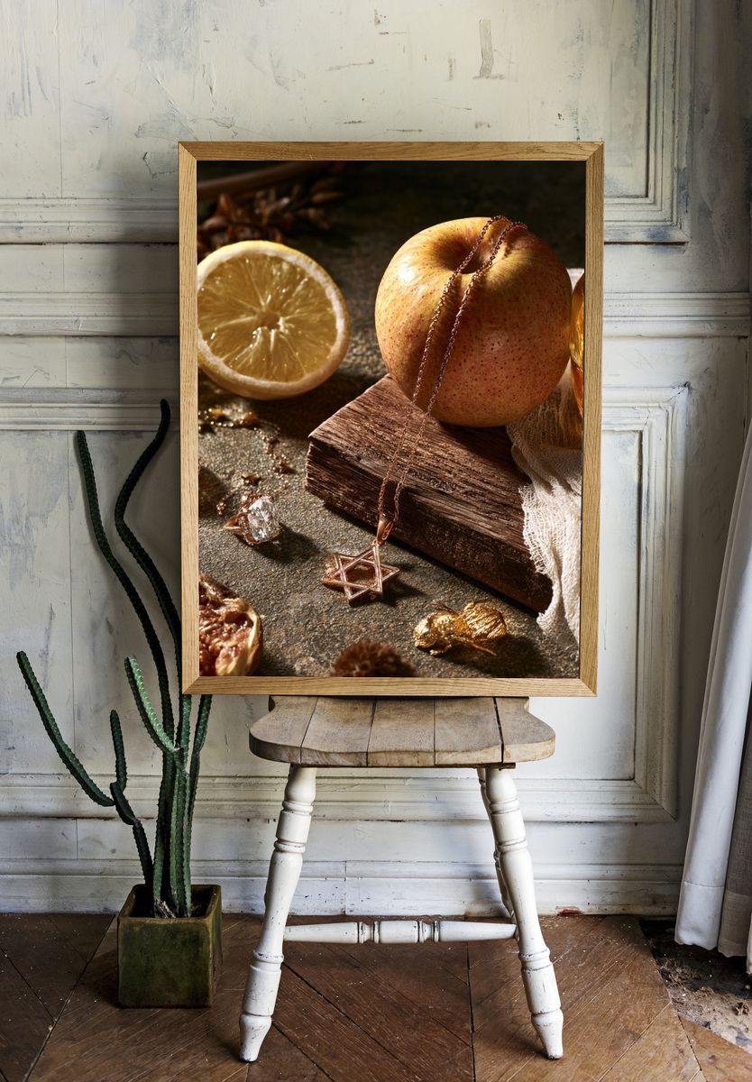 Still Life with Apple and Lemon Print. — room view 1