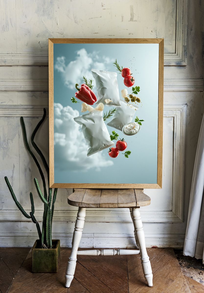 Floating Snack Pack Still Life Poster. — room view 1