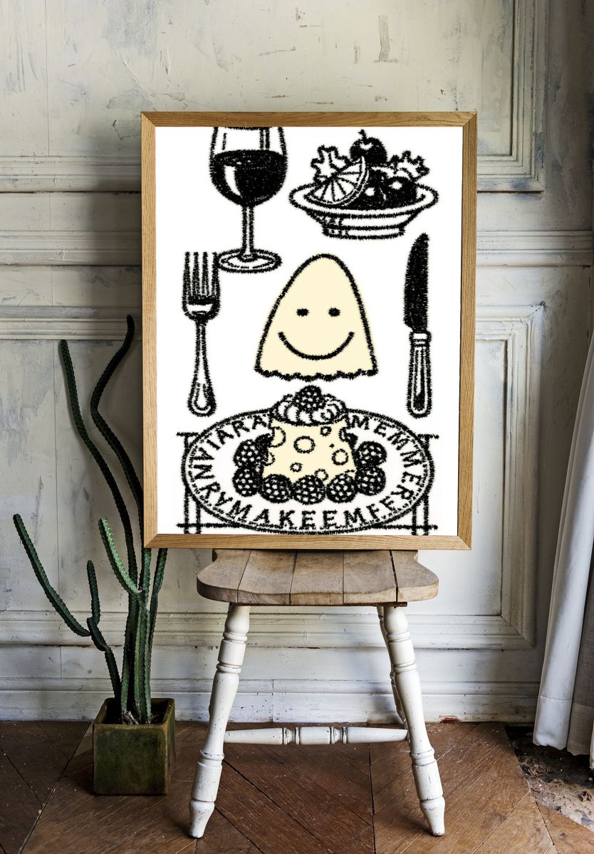 Smiley Food Still Life Poster. — room view 1