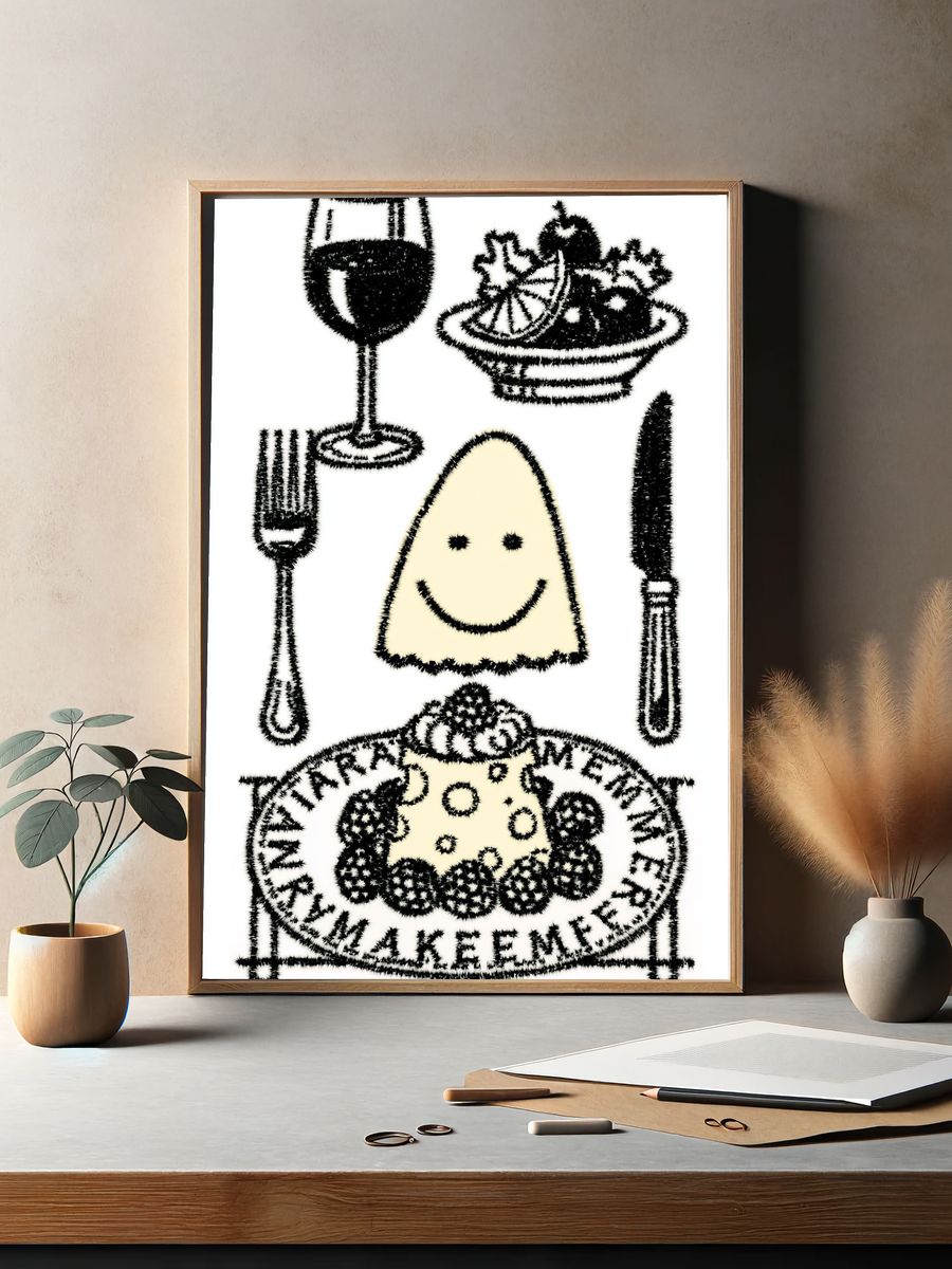 Smiley Food Still Life Poster. — room view 2