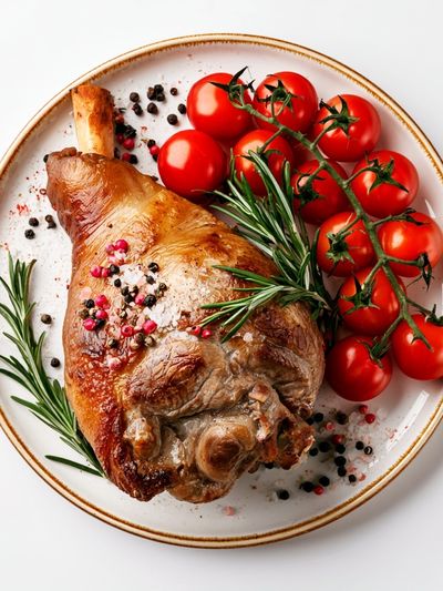 Roasted Lamb and Tomatoes Print. poster