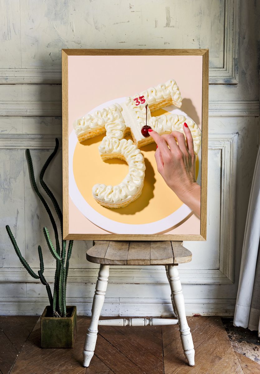 Number 35 Cake Photography Poster. — room view 1