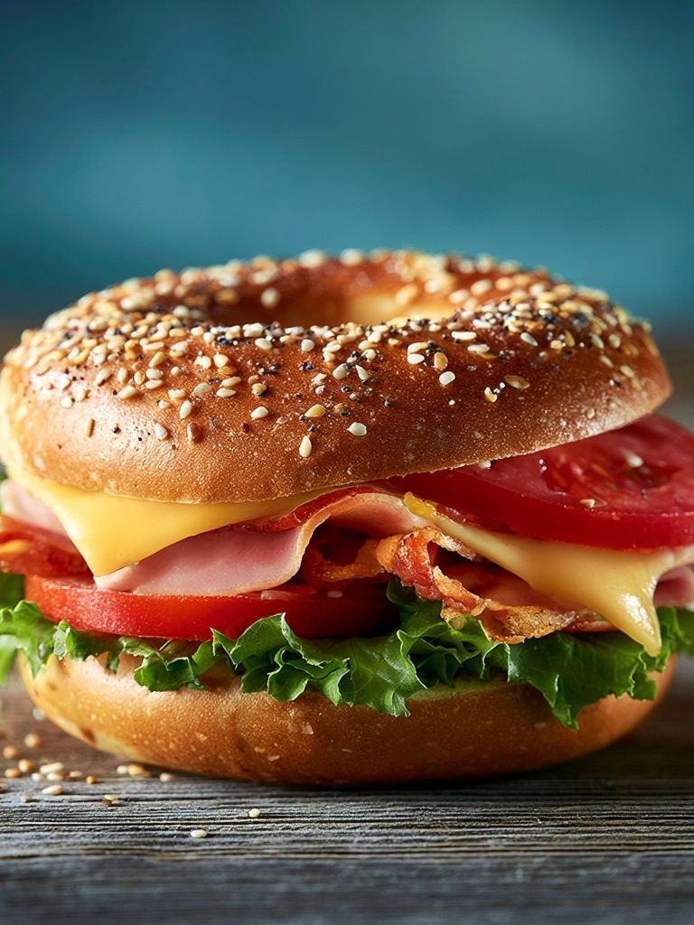 Sesame Bagel Sandwich Food Print. poster detail