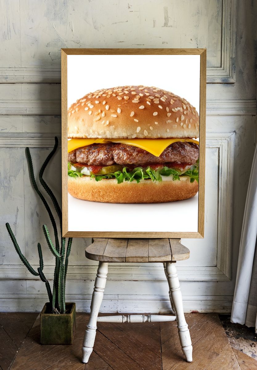 Classic Cheeseburger Photography Poster. — room view 1