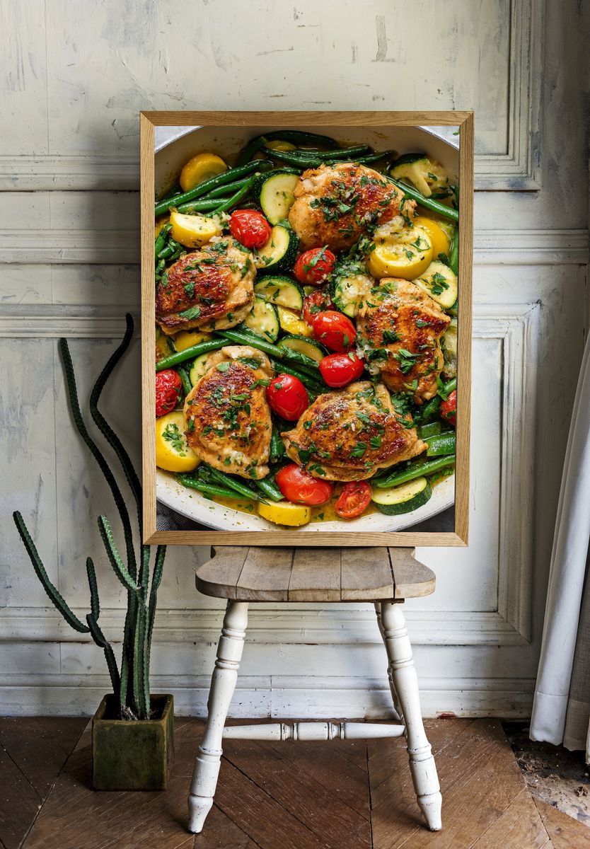 Roasted Chicken and Vegetables Poster. — room view 1