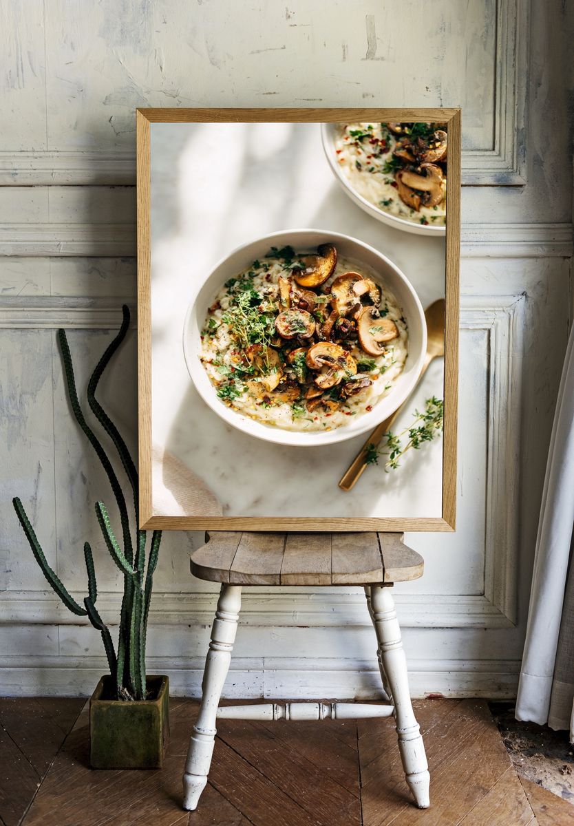 Mushroom Risotto Food Photography Poster. — room view 1
