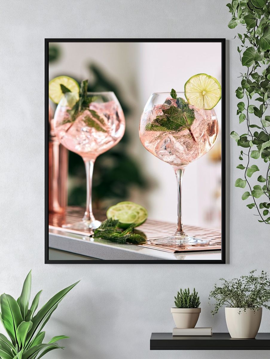 Pink Gin Cocktail Photography Poster. — room view 4