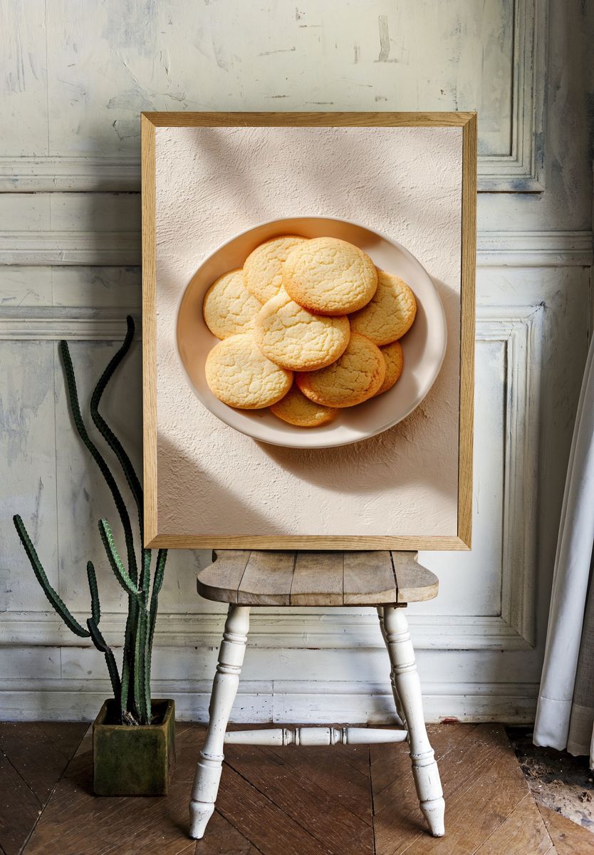 Golden Cookies Food Photography Poster. — room view 1