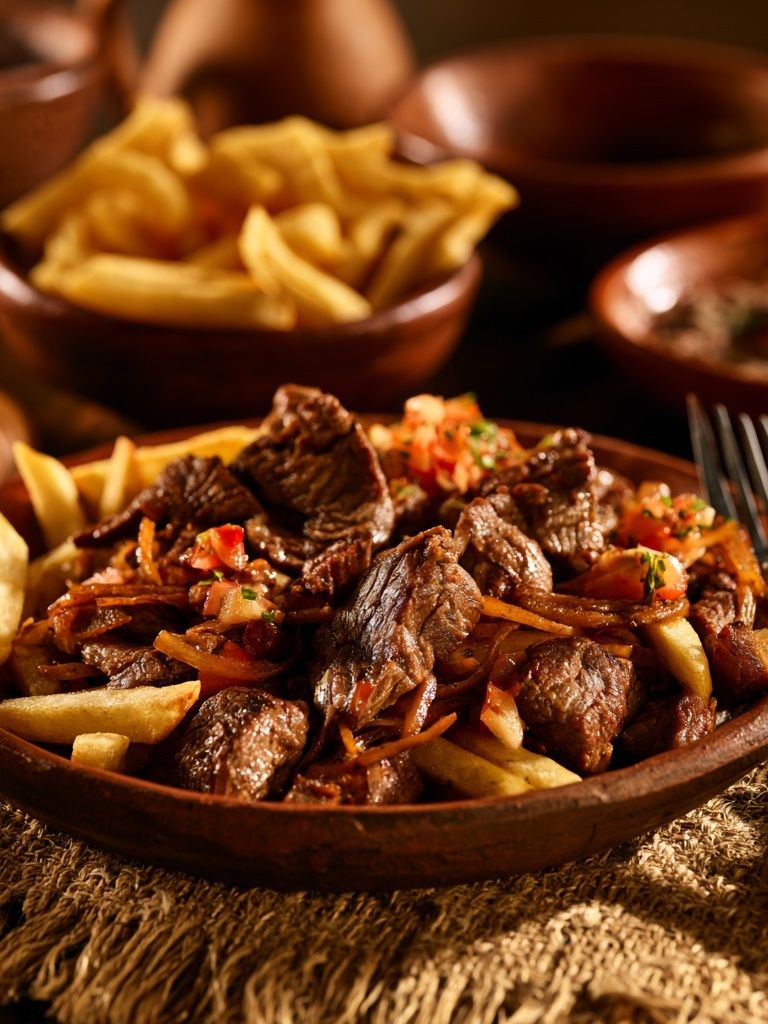 Rustic Beef and Fries Food-Drink Poster. poster — food-drink art