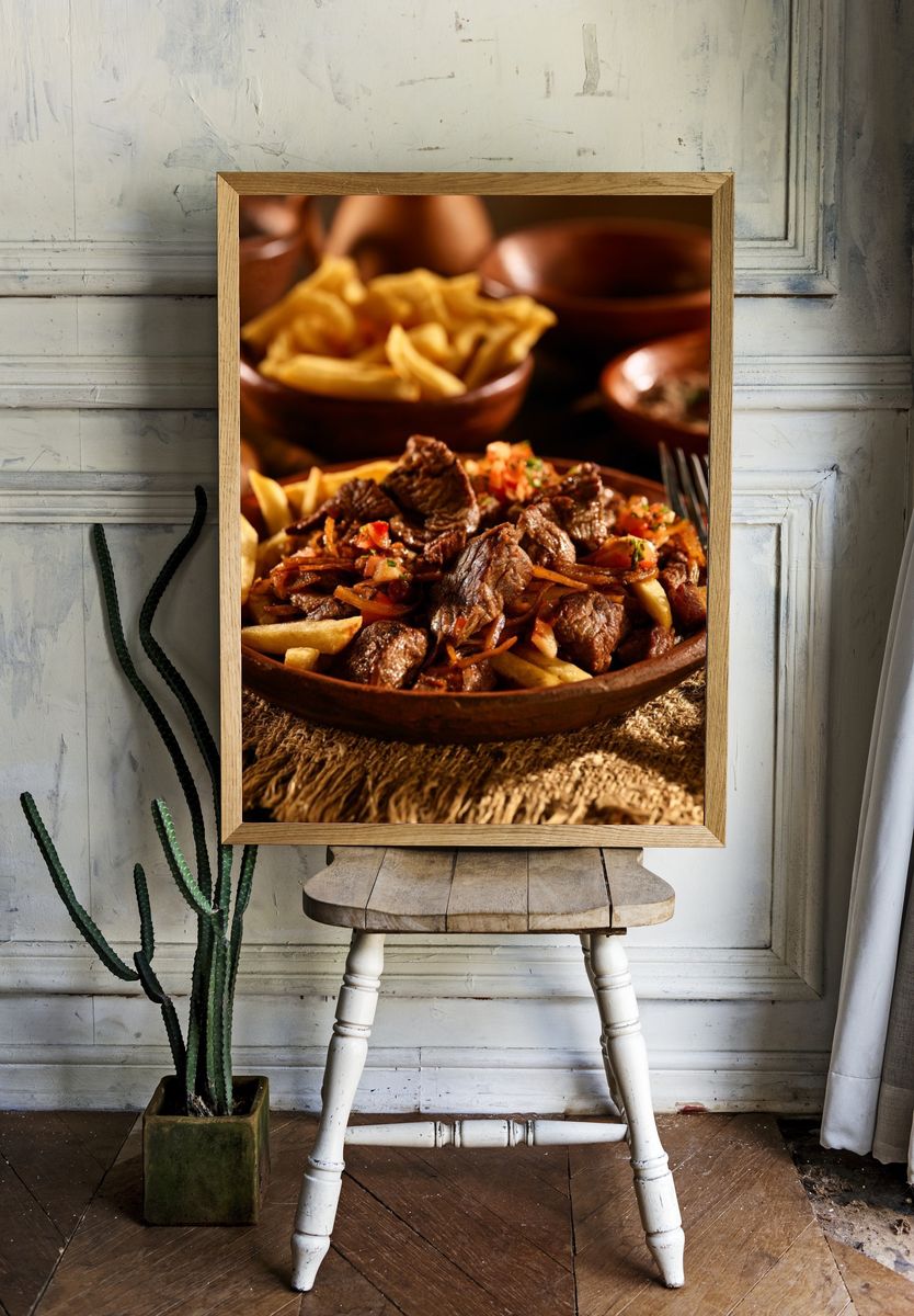 Rustic Beef and Fries Food-Drink Poster. — room view 1