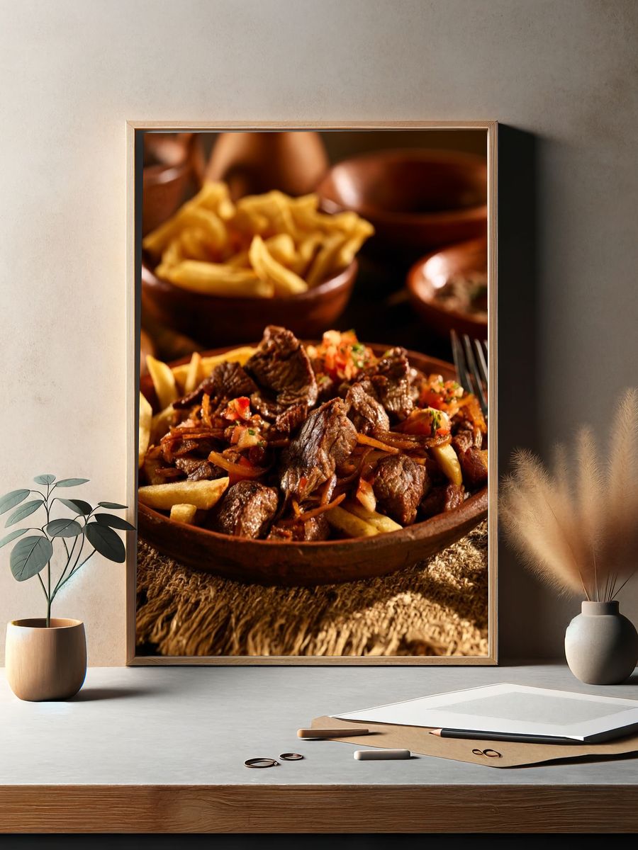 Rustic Beef and Fries Food-Drink Poster. — room view 2
