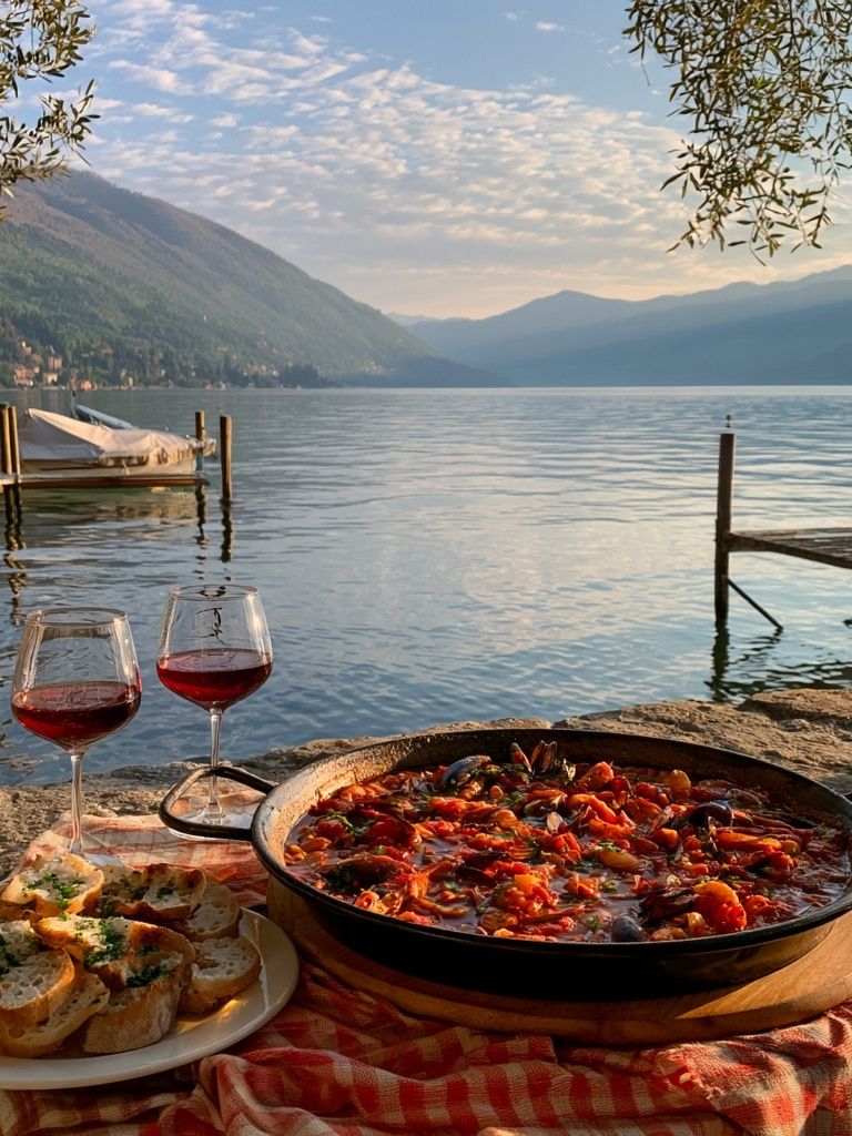 Lakeside Paella Photography Poster. poster detail
