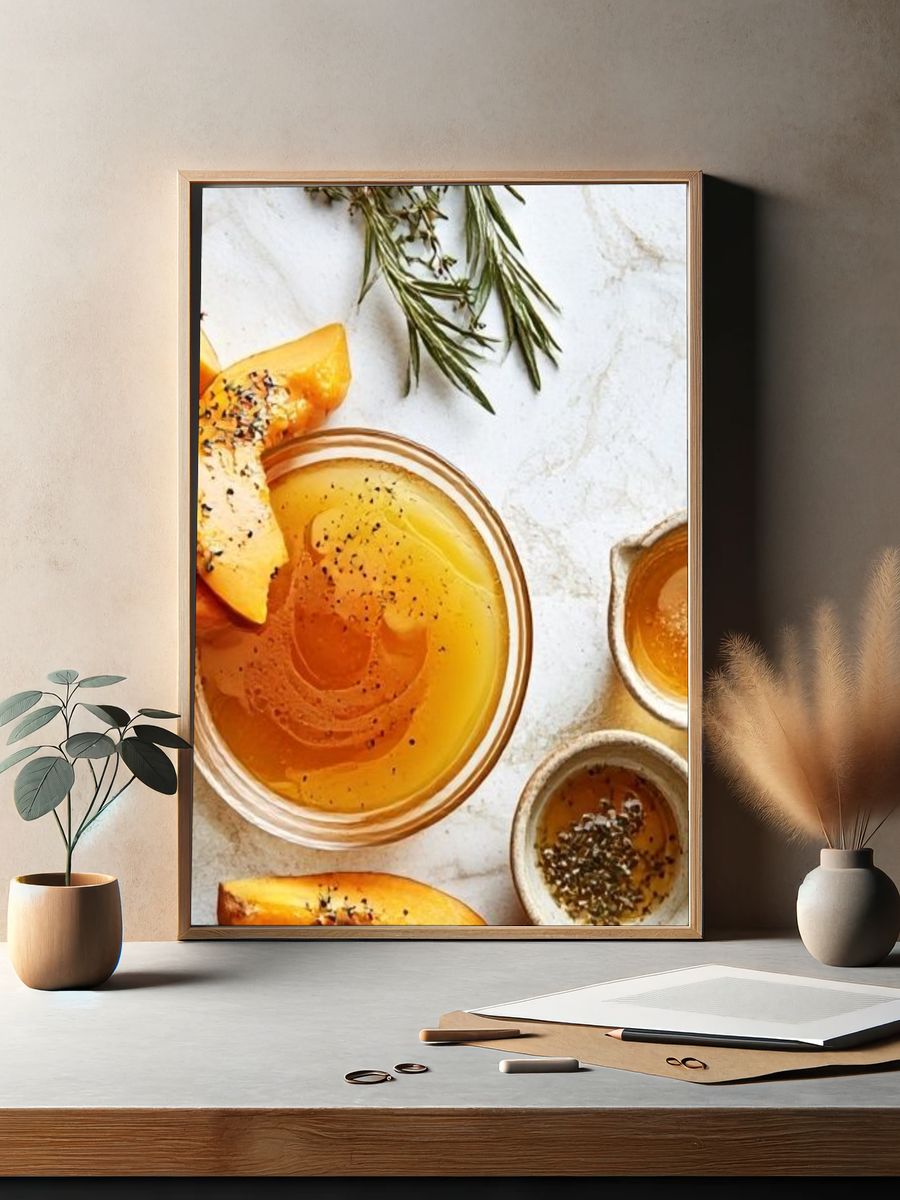 Honey and Peach Still Life Print. — room view 2