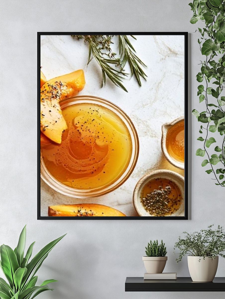 Honey and Peach Still Life Print. — room view 4