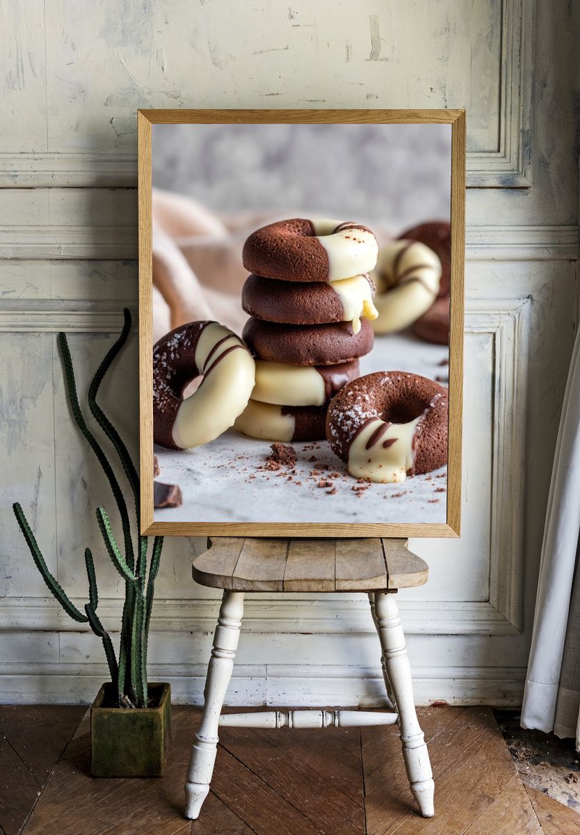 Chocolate Donuts Food Photography Poster. room preview