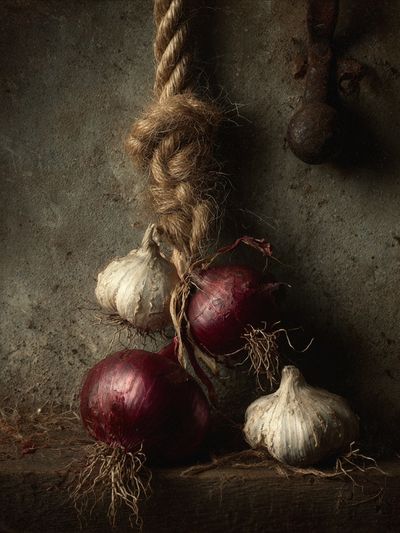 Rustic Garlic and Onions Still Life Print. poster print