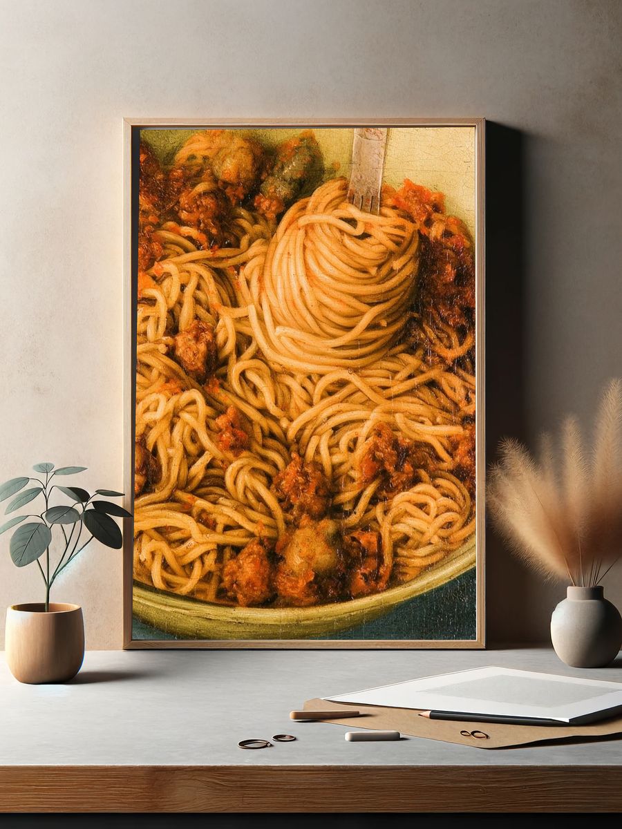 Spaghetti Bowl Still Life Print. — room view 2