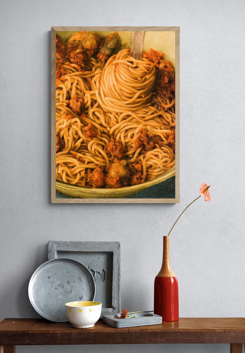 Spaghetti Bowl Still Life Print. — room view 3