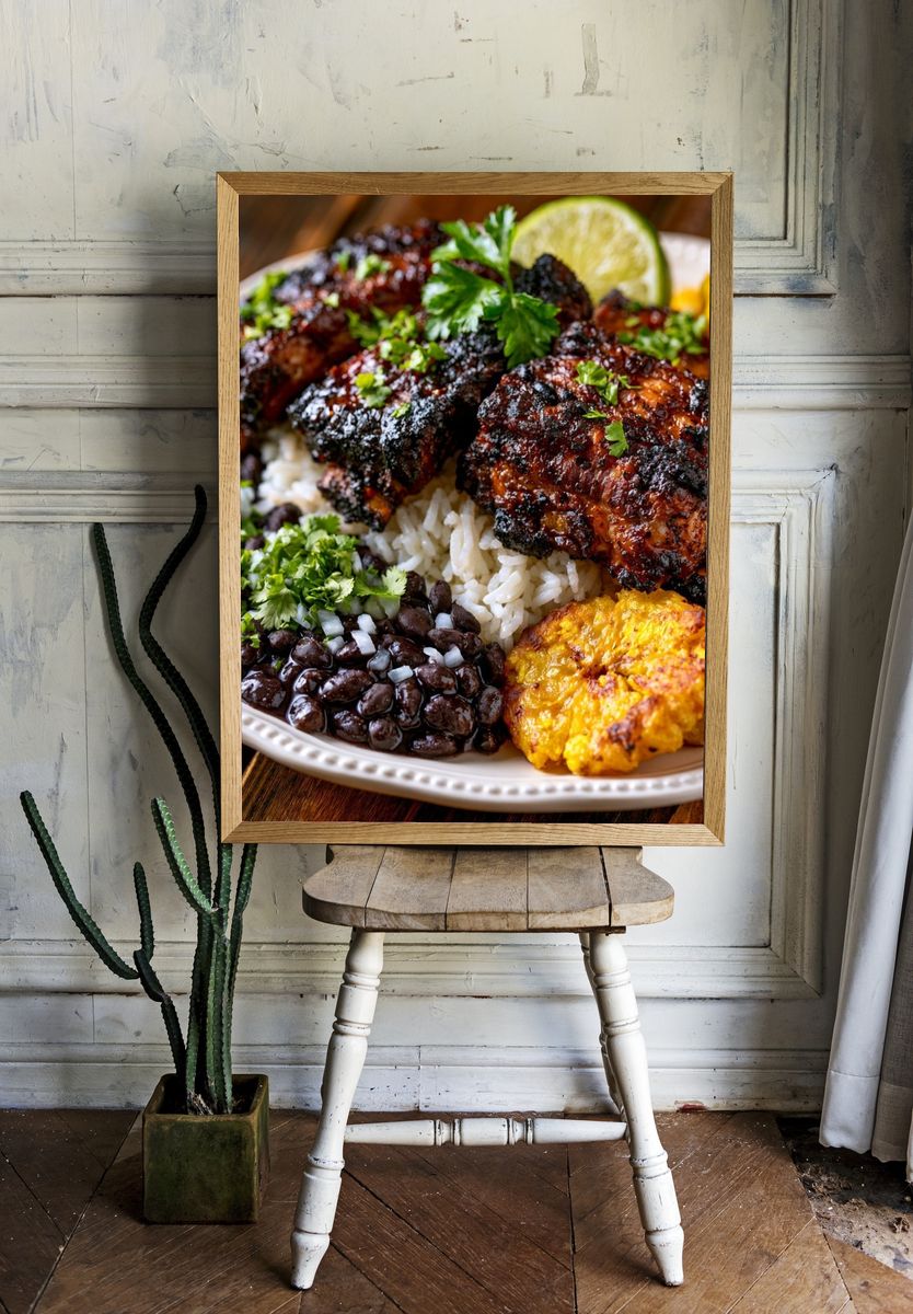 Caribbean Rice and Chicken Food Print. — room view 1