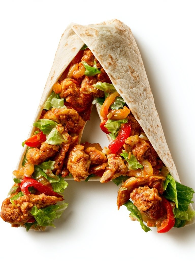 Chicken Wrap Letter A Food Print. poster — food-drink art