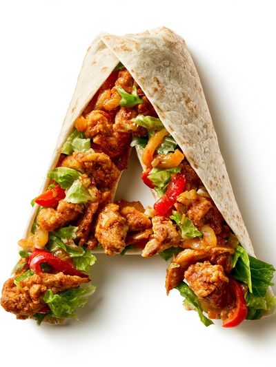 Chicken Wrap Letter A Food Print.