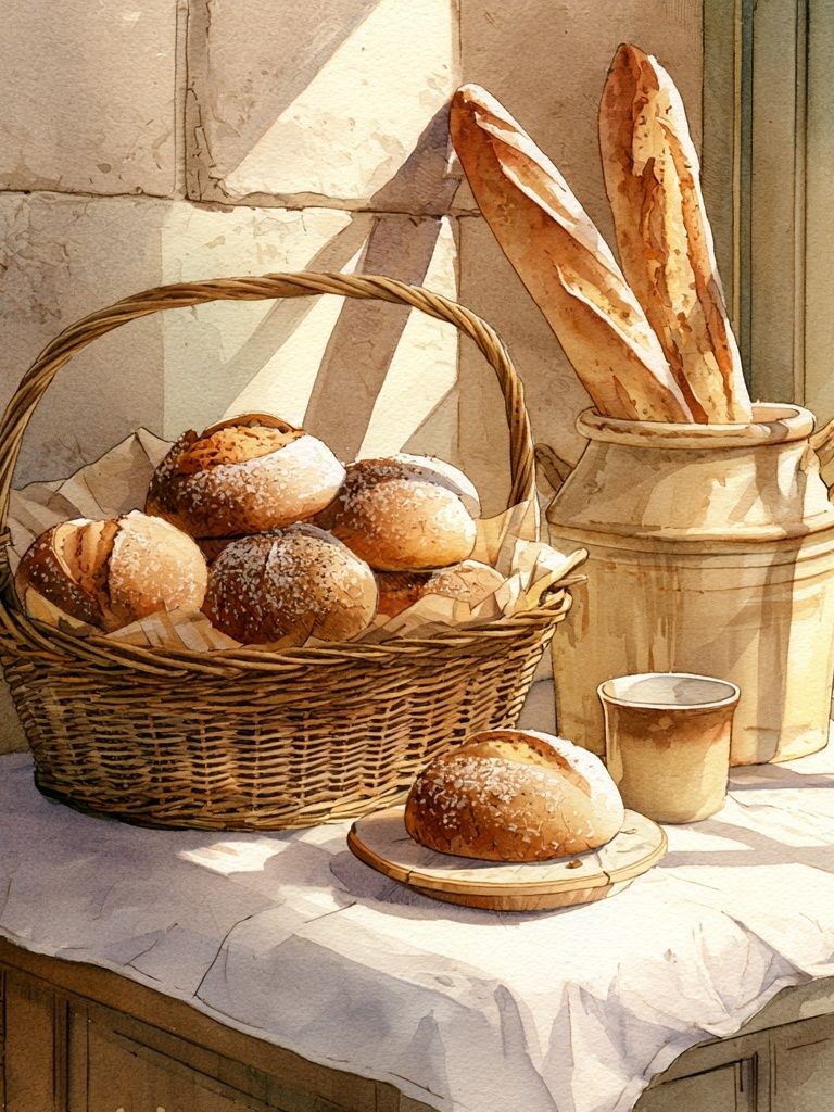 Sunlit Bakery Still Life Print. poster — food-drink art
