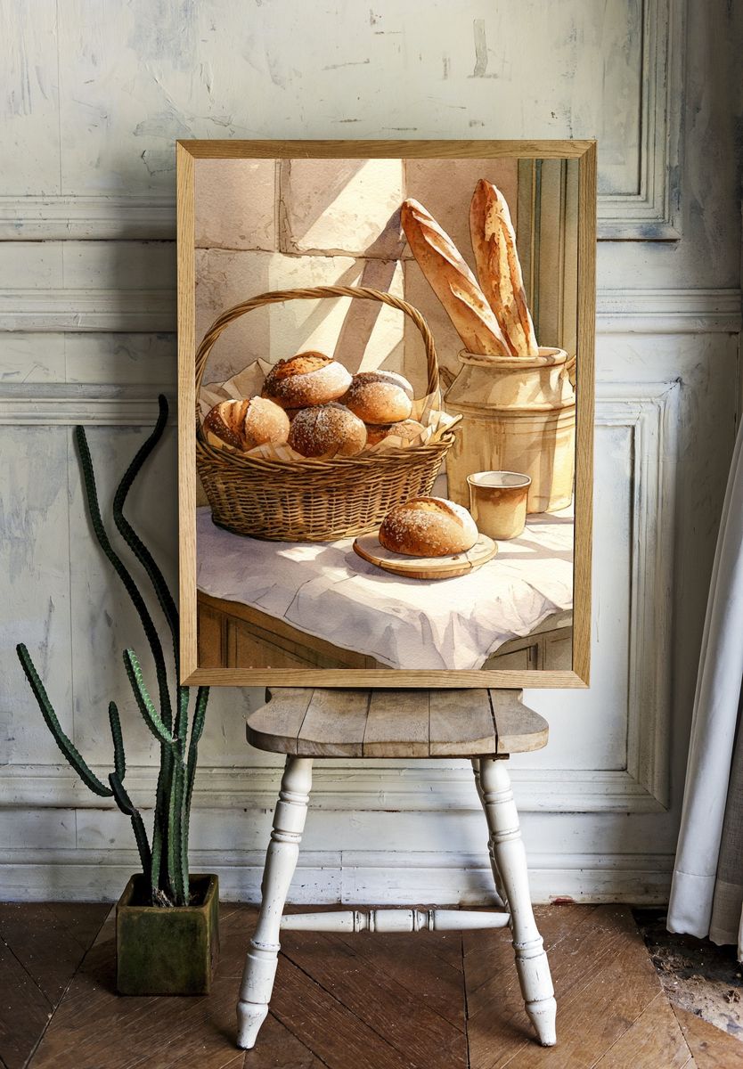 Sunlit Bakery Still Life Print. room preview