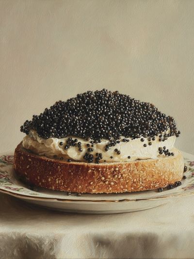 Caviar on Bread Still Life Print. poster print