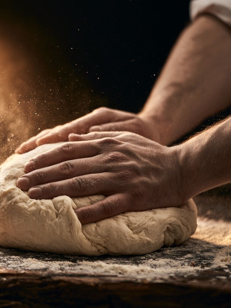 Artisan Bread Kneading Photography Poster. poster — food-drink art