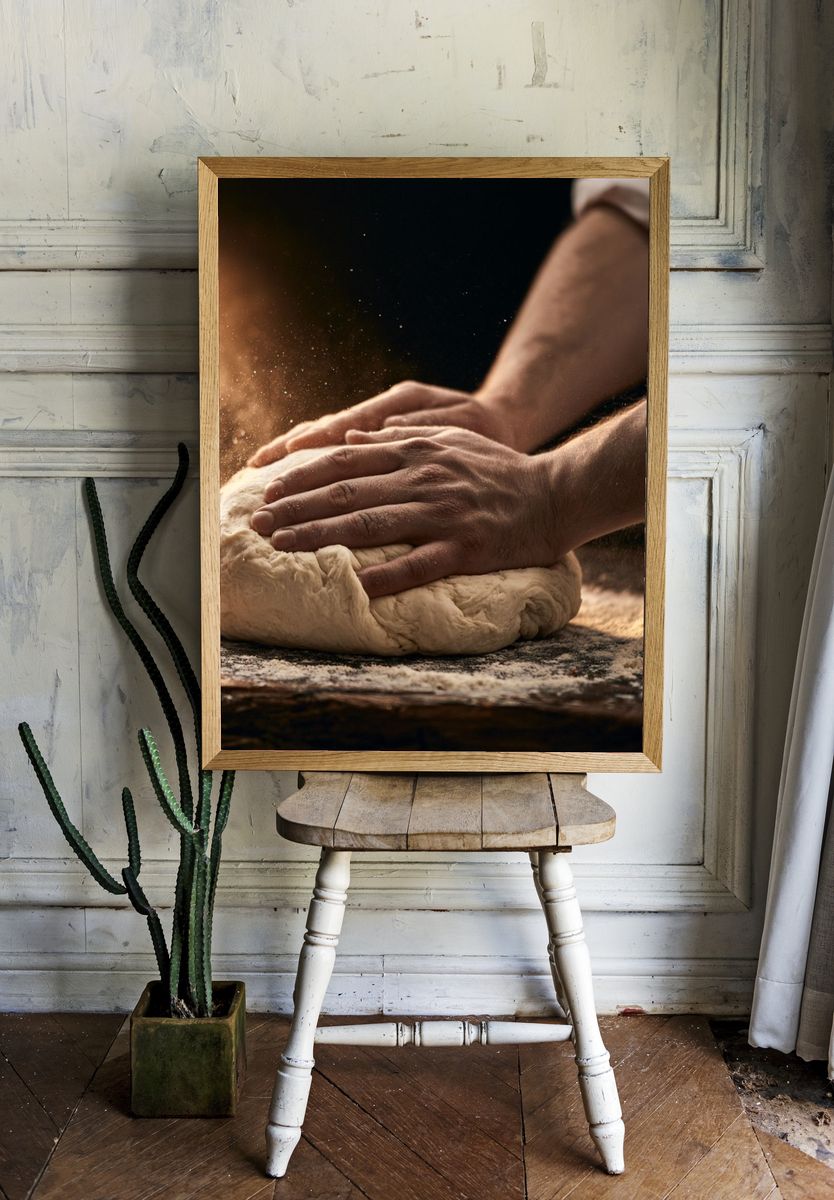 Artisan Bread Kneading Photography Poster. room preview