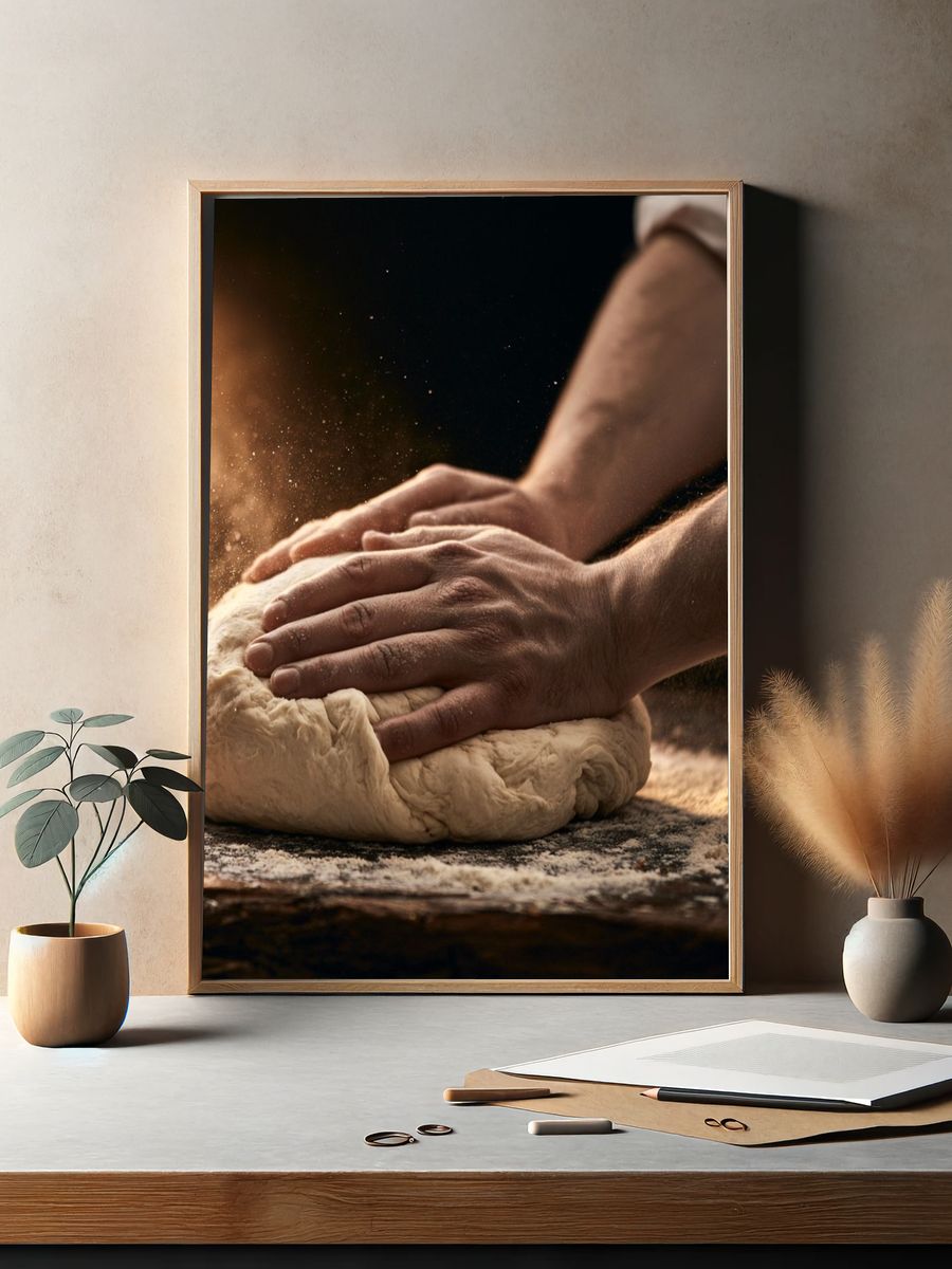 Artisan Bread Kneading Photography Poster. — room view 2