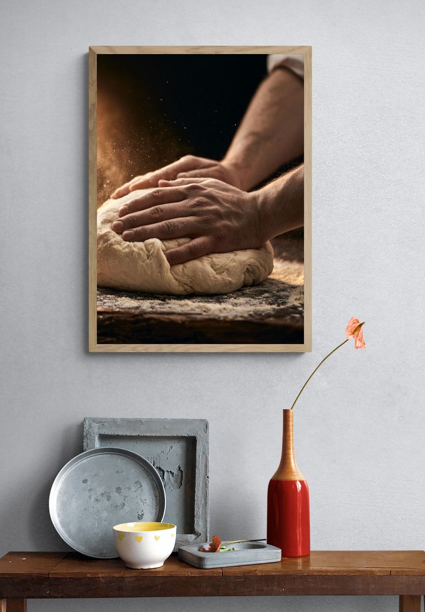 Artisan Bread Kneading Photography Poster. — room view 3