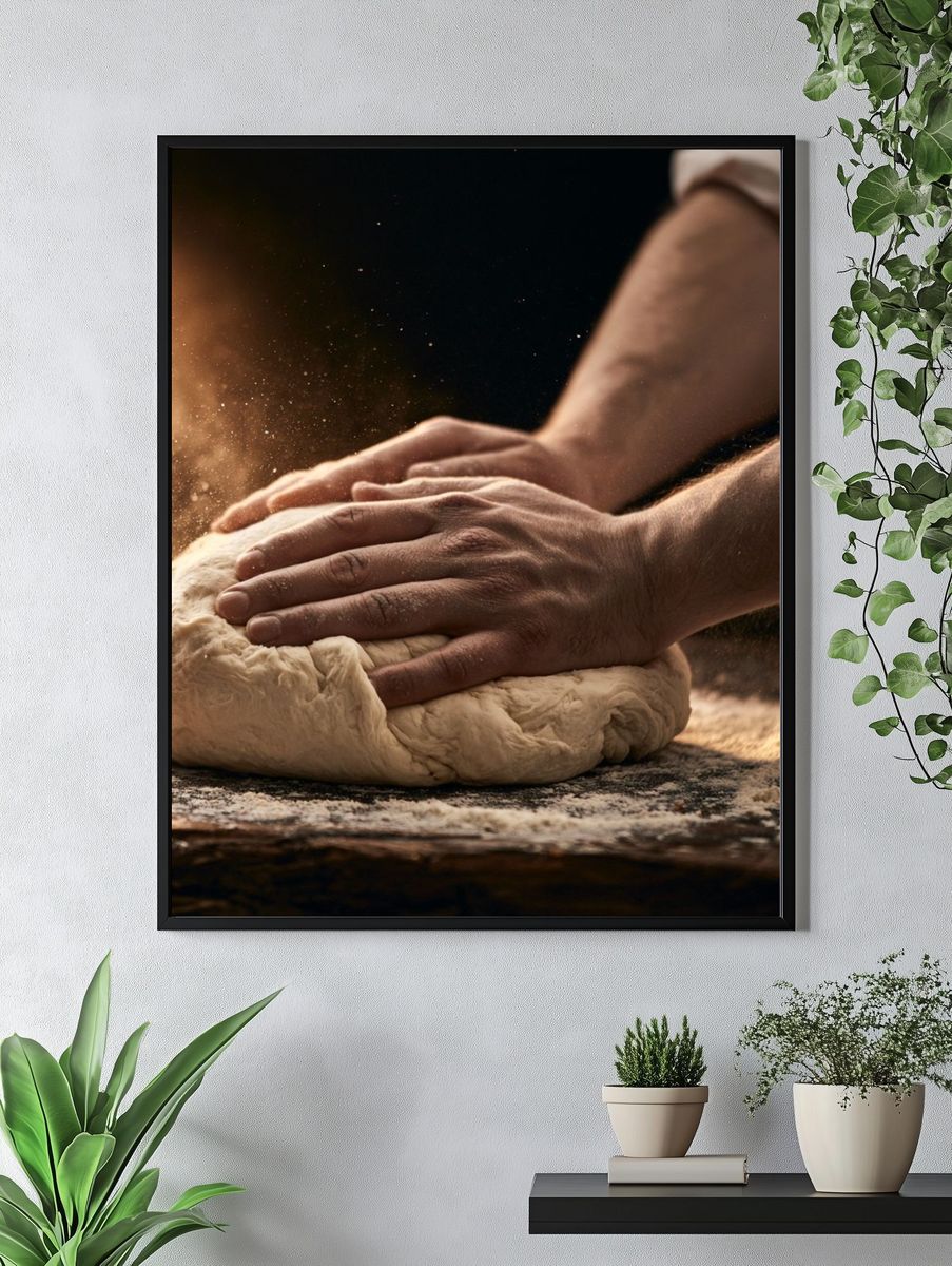 Artisan Bread Kneading Photography Poster. — room view 4