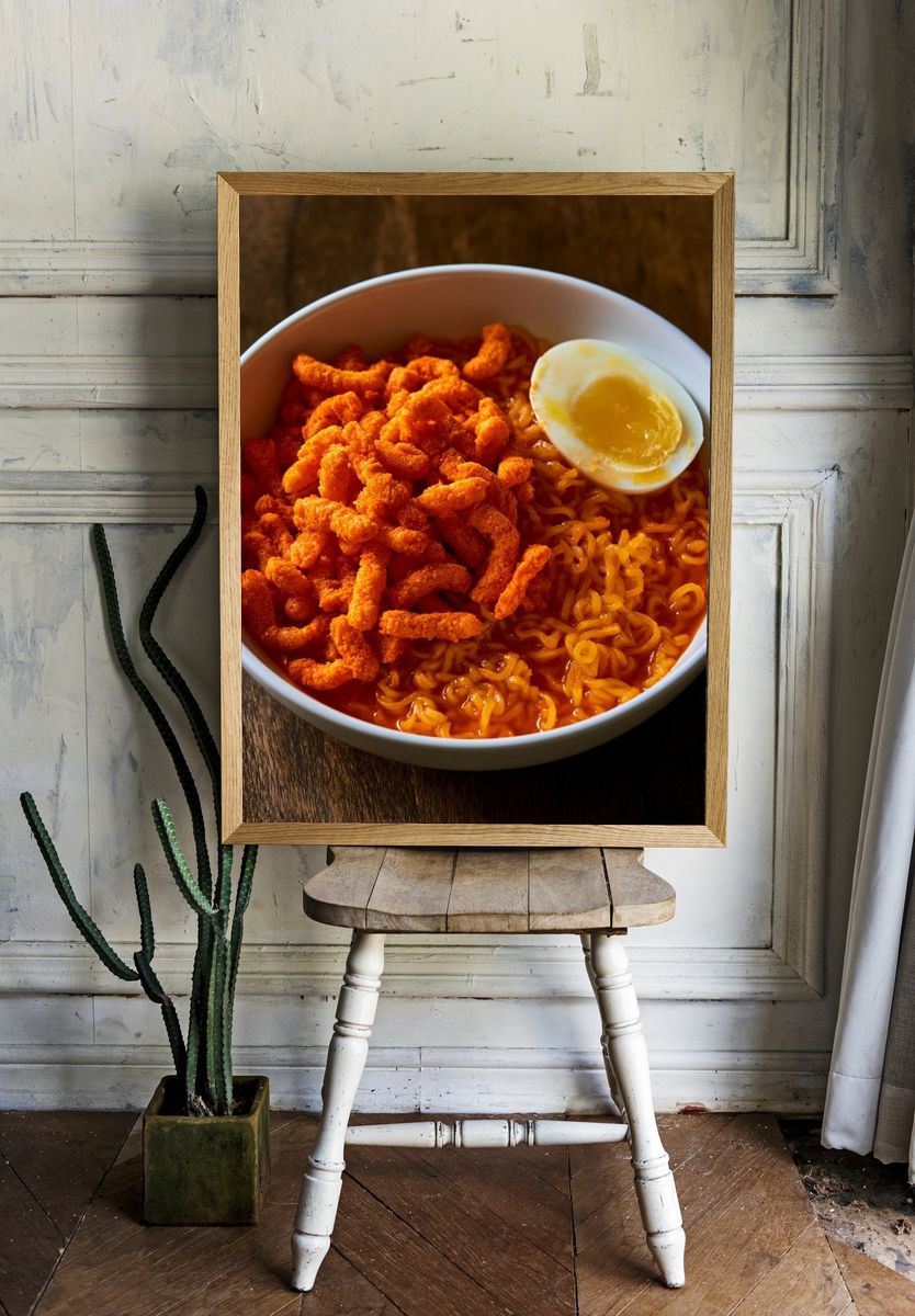 Spicy Ramen Bowl Photography Poster. room preview