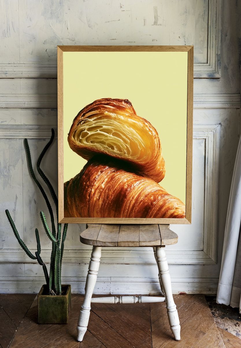 Croissant Still Life Photography Poster. — room view 1