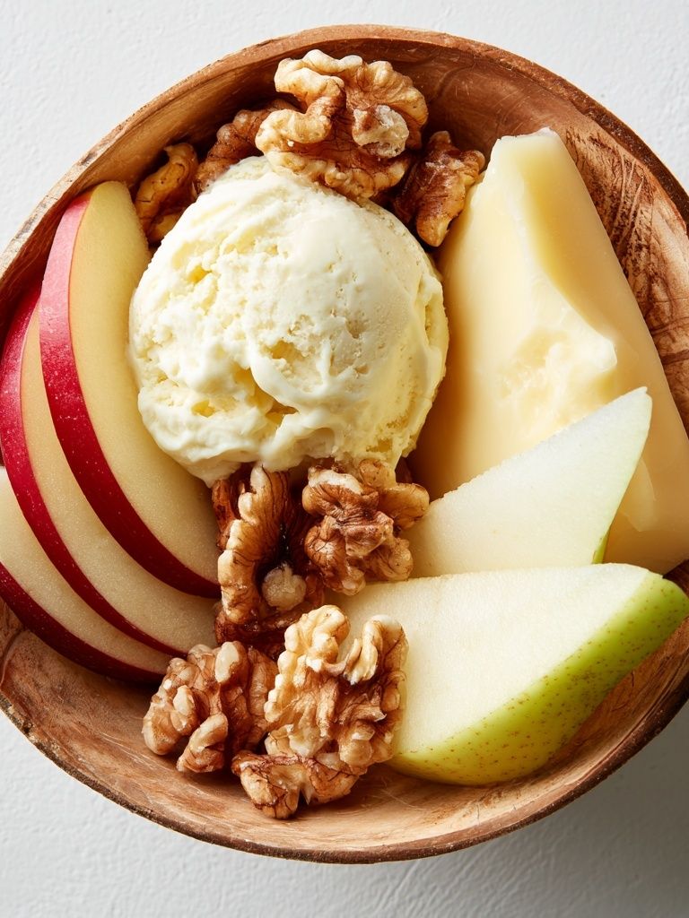 Apple and Ice Cream Bowl Print. poster — food-drink art