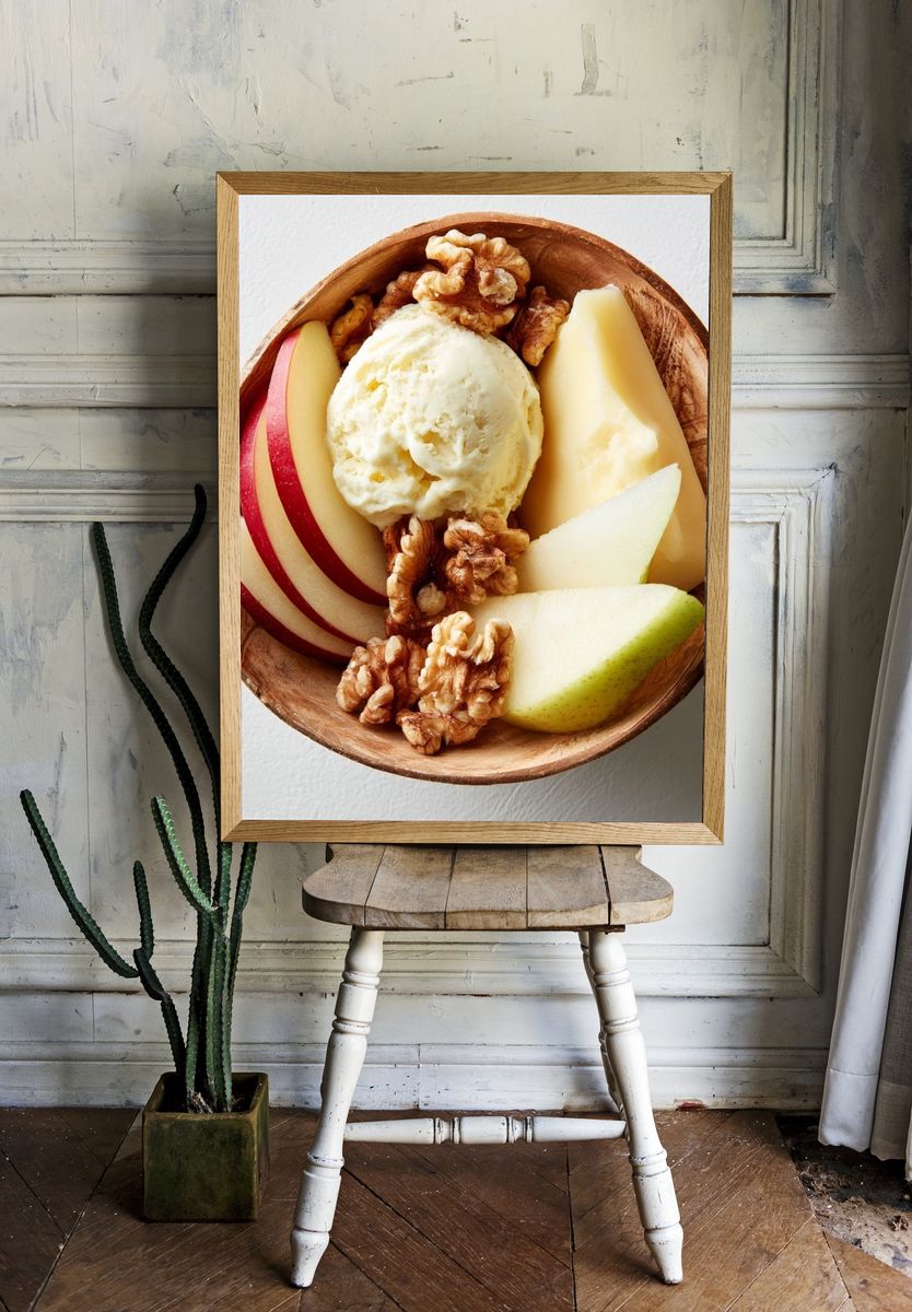 Apple and Ice Cream Bowl Print. room preview