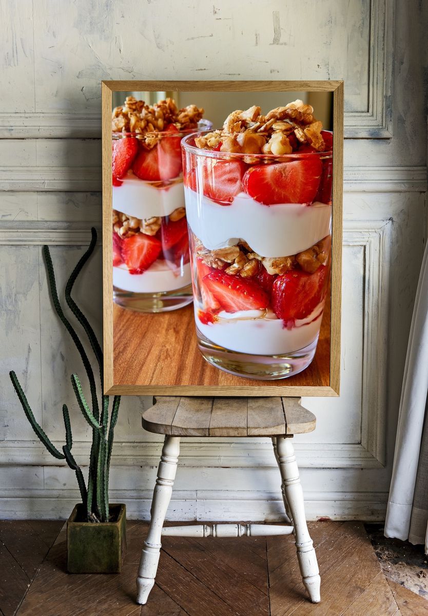 Strawberry Yogurt Parfait Print. room preview