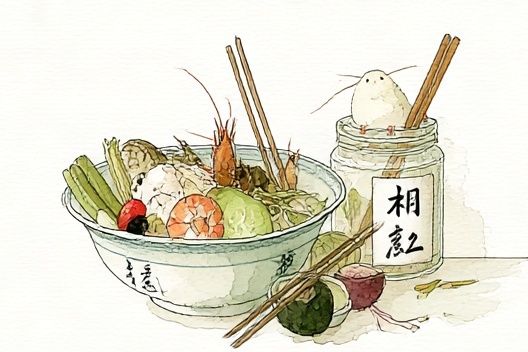 Japanese Noodle Bowl Watercolor Print. poster detail
