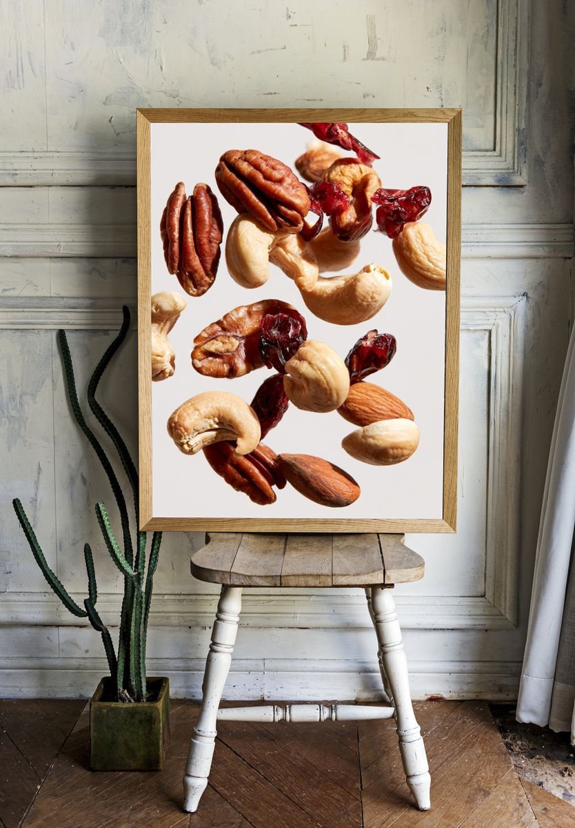 Floating Nuts and Berries Print. — room view 1