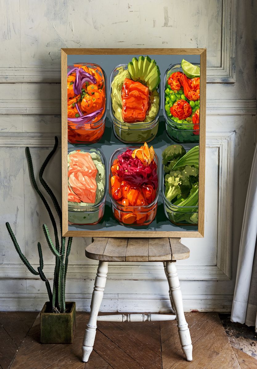 Colorful Meal Prep Containers Poster. — room view 1