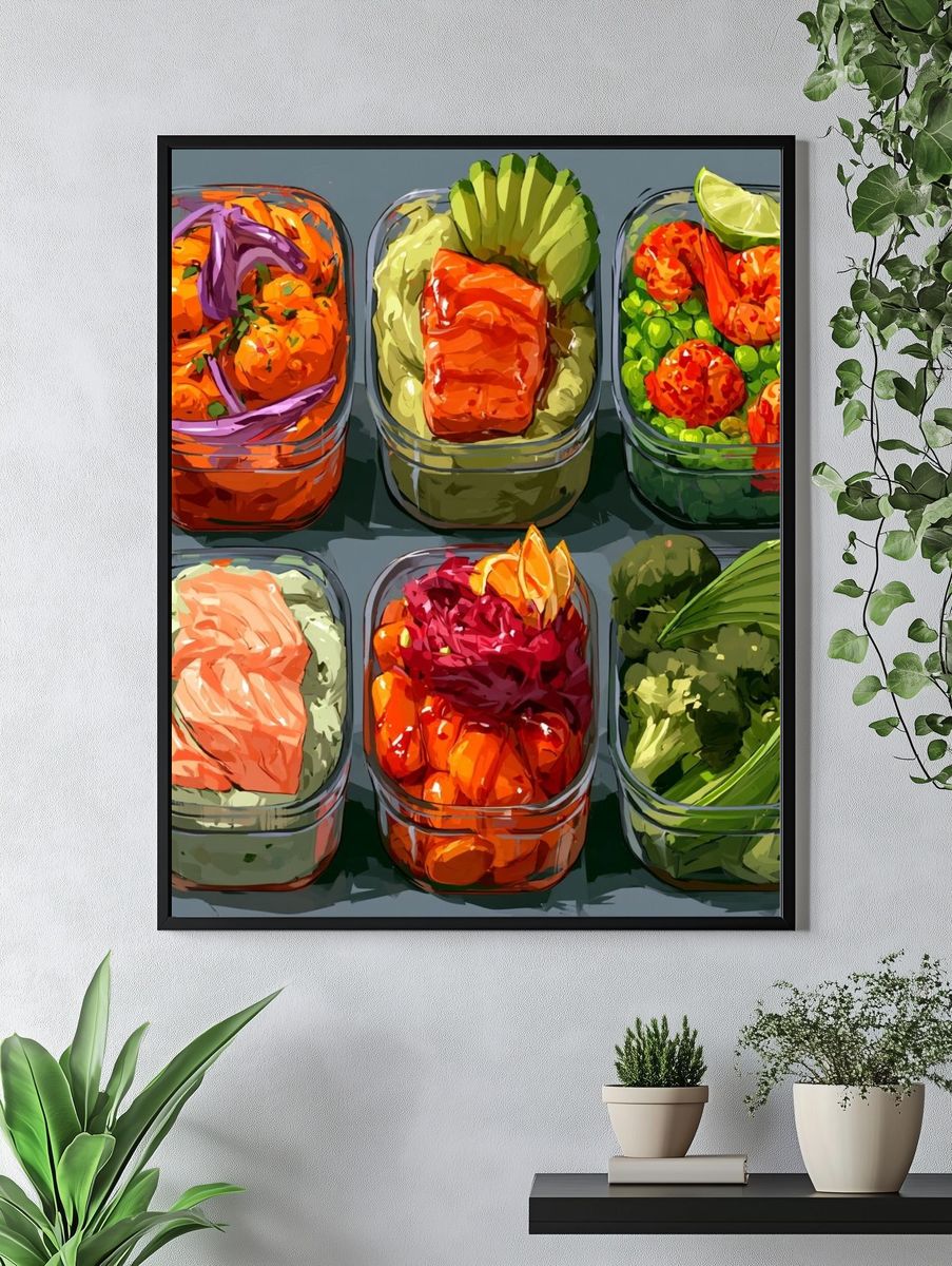 Colorful Meal Prep Containers Poster. — room view 4