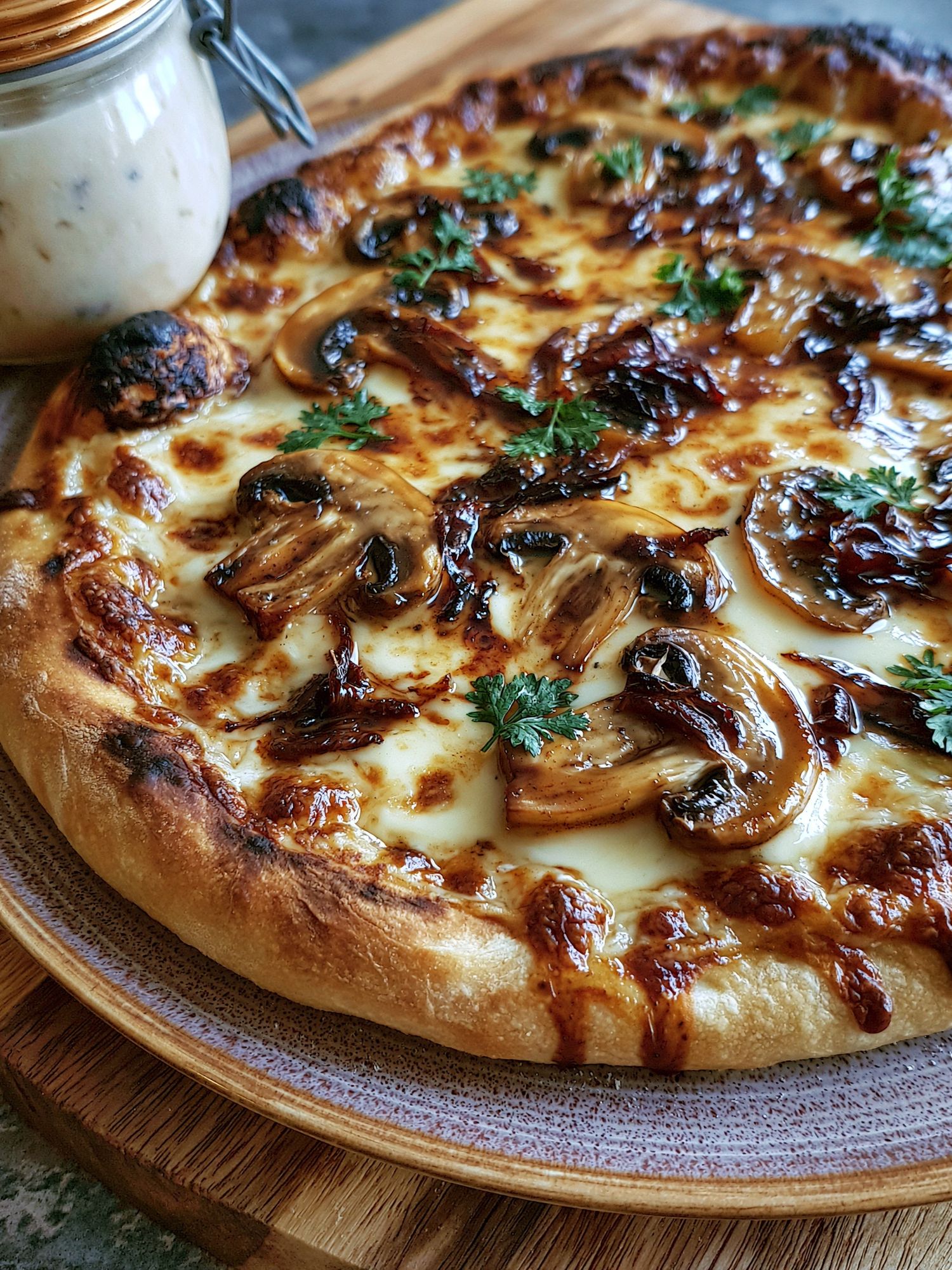 Mushroom Pizza Food Photography Poster. poster detail